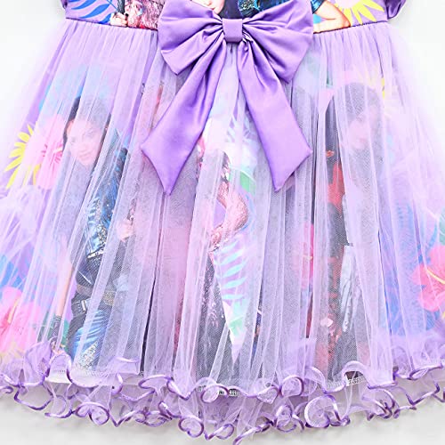 Varwaneo Descendants 3 Costume Dress Birthday Party Supplies Outfits For Girls Princess Dress Up Tulle Mesh Dress (Purple, 9-10 Years) #TOP3