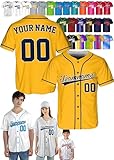 Custom Baseball Jerseys - Personalized Baseball Shirts for Men, Women, Boys, and Girls - Customized Team Uniforms for Sports Fans, Teams, Events, Gifts - Add Your Name, Number, Logo Yellow/Navy
