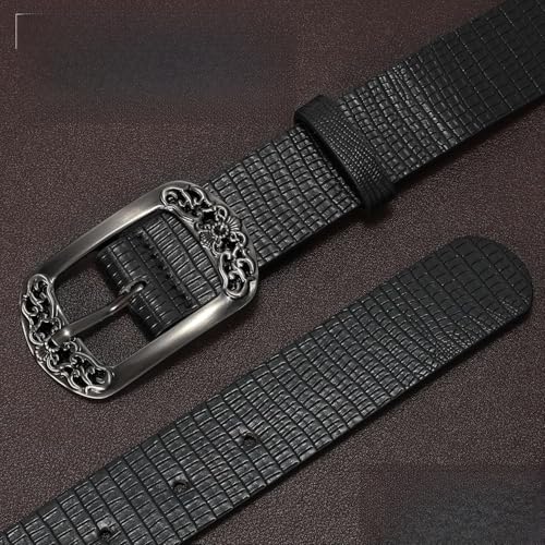 Women's Genuine Leather Belts, Western Vintage Belt with Engraved Buckle, Ladies Belt for Jeans Pants3