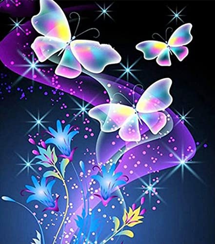 Kit point de croix imprimé papillon fleurs 40x50cm pour broderie 11CT