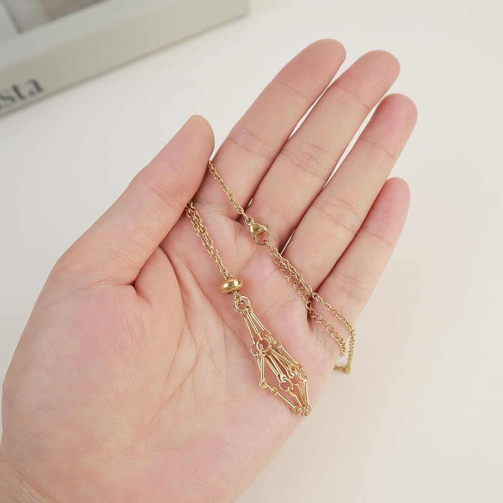 Anjiucc Handmade Crystal Holder Necklace - Stainless Steel Cage for Stone, Crystal Pendant Necklace,Quartz Gemstone Jewelry for Women Men. - Image 5