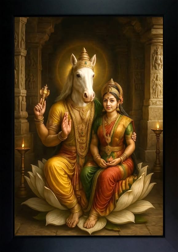 CrowdHall Hayagriva Swamy Photo Frame | Hayagriva Swamy Frame Wall Painting For Home Decoration And Gifting (10 x 13.5 inch)-image-24