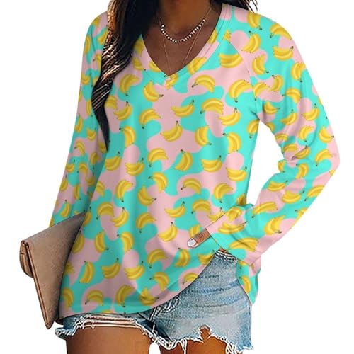 hojeooo Long Sleeve Tops for Women Bananas with Ponytail Hole