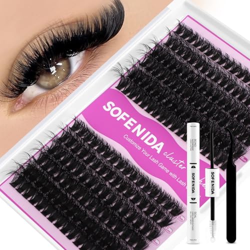 SOFENIDA Lash Extension Kit Thick Lash Cluster Kit 10-18mm Volume Eyelash Clusters D Curvature