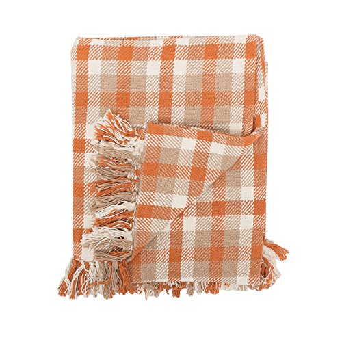 C&F Home Dunmore Plaid Pumpkin Orange Fall Autumn Harvest Cotton Throw Blanket With Fringe Tassels Cozy For Home Couch Sofa Farmhouse Decor 50X60 Inches Dunmore Orange #TOP17