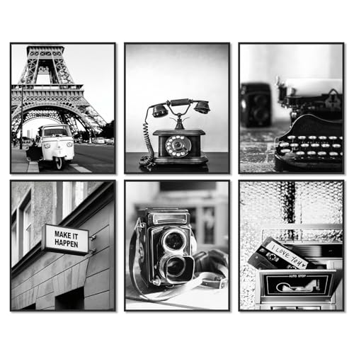 Dazzlewall 6Pcs Arte de Pared de La Ciudad En Blanco Y Negro, Fotografías de Paisajes Urbanos Modernos Para Dormitorio, Oficina, Decoración de La Sala de Estar, 20×25 Cm, Sin Marco