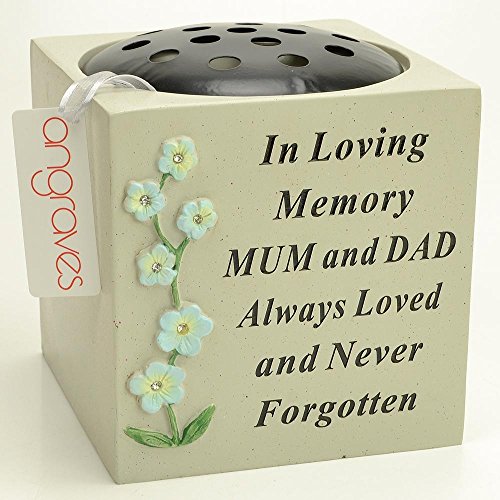Angraves especial mamá y papá, con forma de diamante flor tumba Memorial olla jarrón tumba Memorial Garden
