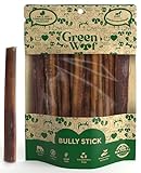 Picture of Green Woof, Bully Sticks (6 Inch), Easily Digestible 100% Pure Beef Treats, Pasture-Raised, Organic, Grain-Free, Durable and Long-Lasting Chews for Medium & Large Dogs (Medium, 20, Count)