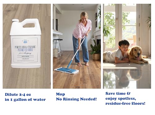 AuraClean Porcelain & Ceramic Tile Floor Cleaner - Mop Soap Concentrate for mopping - Streak-Free Clean, Ph Neutral and non-Toxic - Safe for Marble, Travertine, Limestone - 128 fl oz (1 gallon)