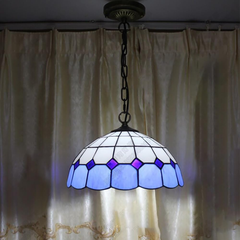 SXWNBIFH Contemporary Chandelier Mediterranean Sea American Countryside Living Room Restaurant Bedroom Hotel Corridor Color Glass Pendant Lamp (H D40CM)