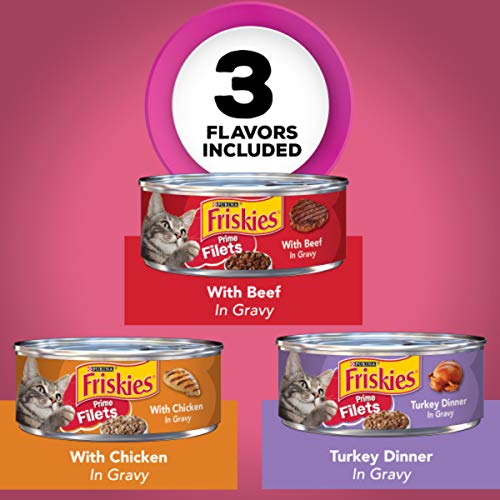 Purina Friskies Gravy Wet Cat Food Variety Pack, Prime Filets Meaty Favorites - (24) 5.5 oz. Cans - Thumbnail 2