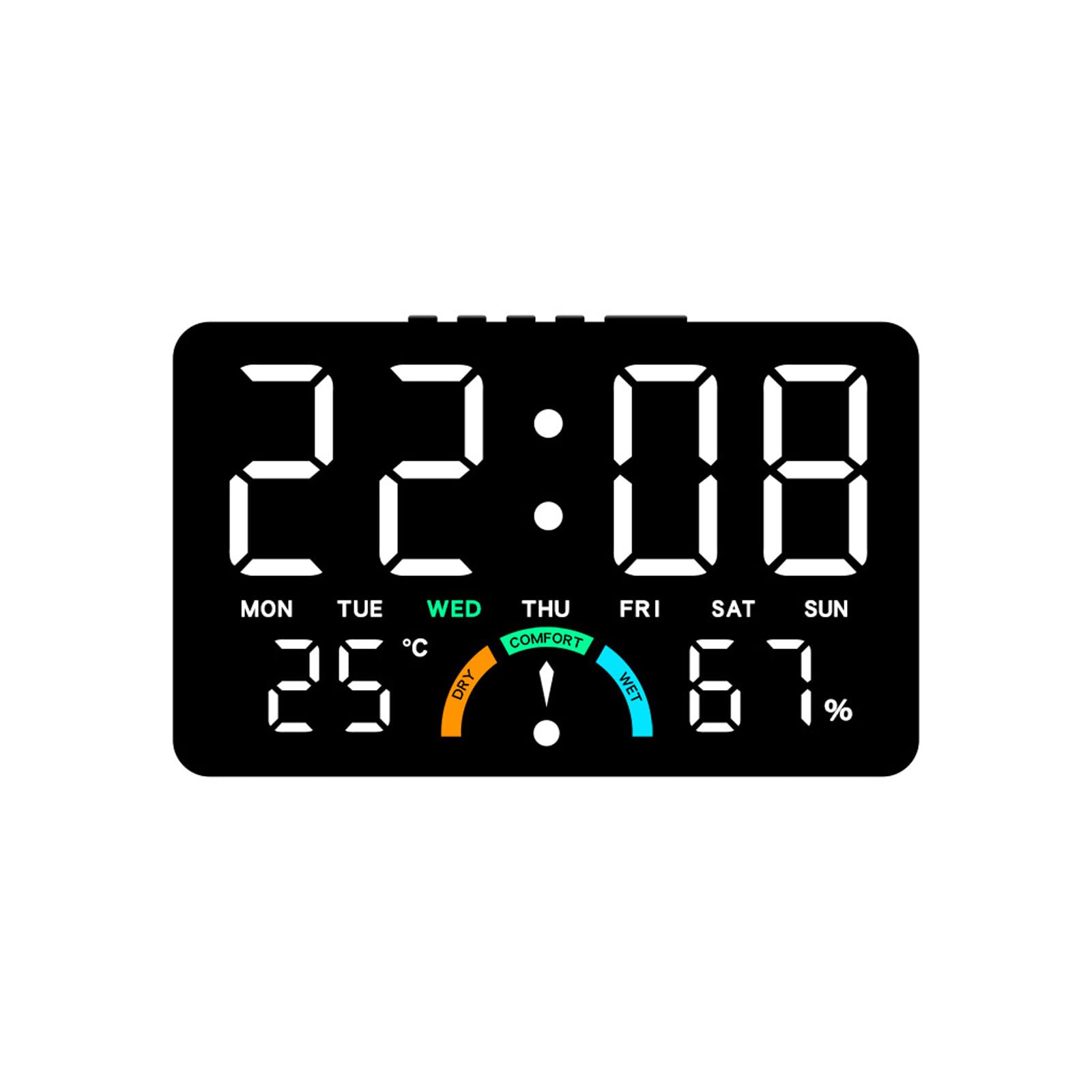 ordinarYone LED Digital Clock With Temperature Humidities Sensors Comfort Display Brightness Wall Tabletop Quiet Movement