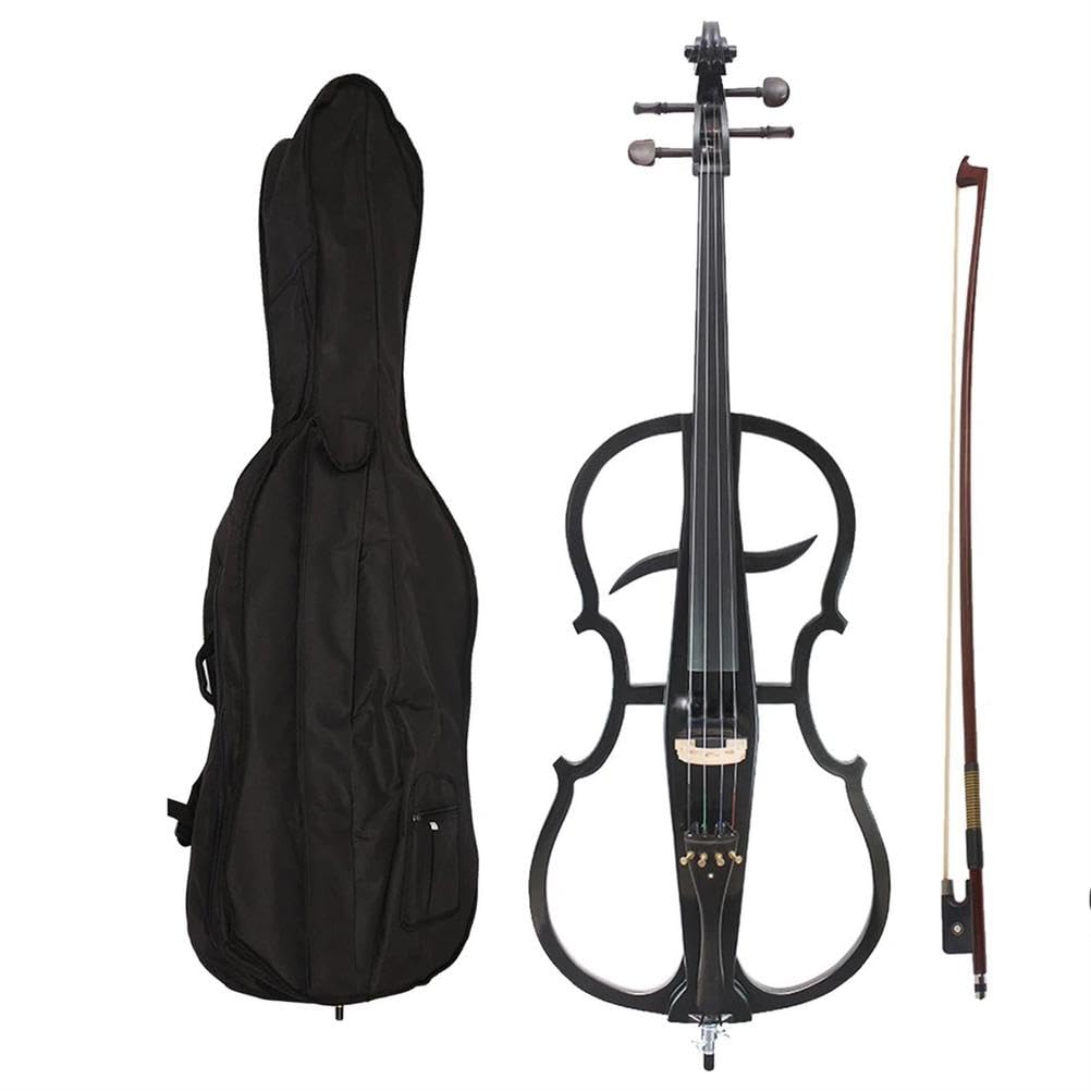 Violonchelo EléCtrico 4/4 Madera Maciza, Silencioso, Incluye Funda Ligera, Auriculares, Arco, Puente, Resina y Violonchelo, para Principiantes, Adultos, Estudiantes