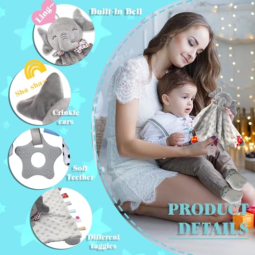 Image of Elephant Baby Lovey for Unisex Newborn Baby Security Blanket for Boys and Girls,Soft Lovie Baby Gifts Multi-Purpose Stuff Snuggle Toy,Elephant Stuffed Animal Grey