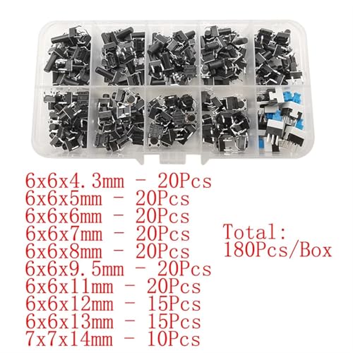 Kit de interruptor de botón táctil momentáneo surtido mini miniaturas PCB 3
