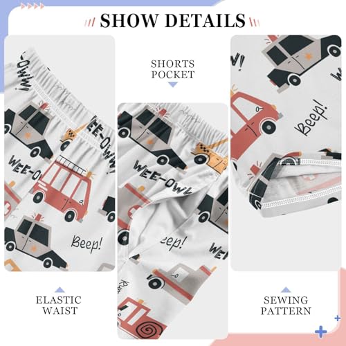 Cartoon Taxi Bus Transportation Boys Long Pants Soft Trousers Elastic Waist Kids Lounge Bottoms with Pockets S-XL4