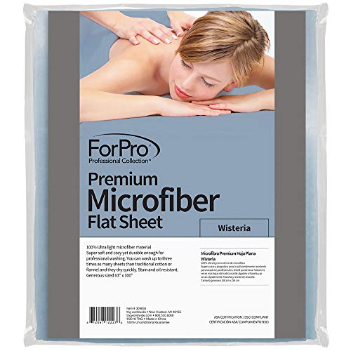 ForPro Premium Microfiber Flat Sheet, Ultra-Light, Stain and Wrinkle-Resistant, for Massage Tables