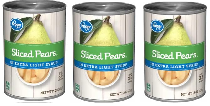 Sliced Pears in Extra Light Syrup (3 Cans. 15 oz. each can)
