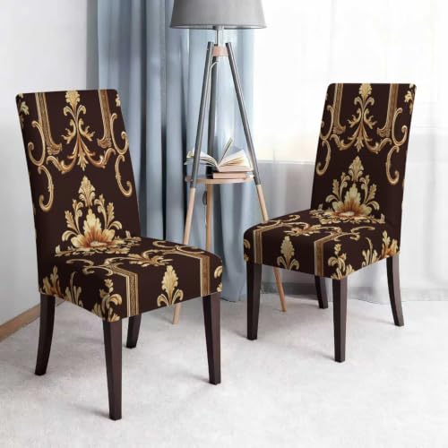 Parure de table damas noir et or 7 pièces pour sublimer vos repas de fête