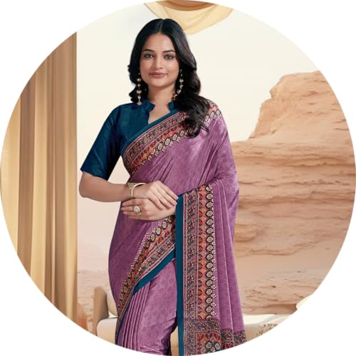 Image of Jaanvi fashion Women's Crepe Silk Saree with Unstitched Blouse Piece | Soft Lightweight Traditional Ethnic Wear Saree for Party, Wedding, Festival