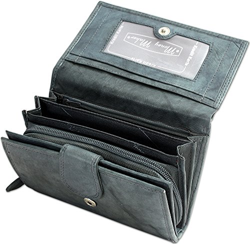 Jejo-bags damesportemonnee, grote portemonnee voor vrouwen, echt leer, met RFID-bescherming, in 5 kleuren, grijs, - Image 3