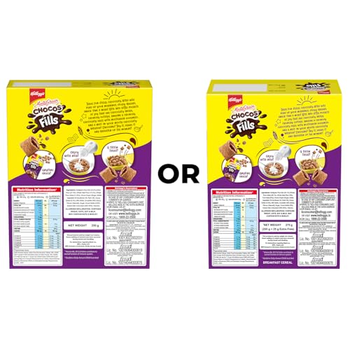 Image of Kellogg's Chocos Fills 250g + 25g Extra Free | Double Chocolaty, Anytime Snack | 3 Grains: Oats, Wheat & Rice, Protein Rich, 0% Maida (Pack of 3)