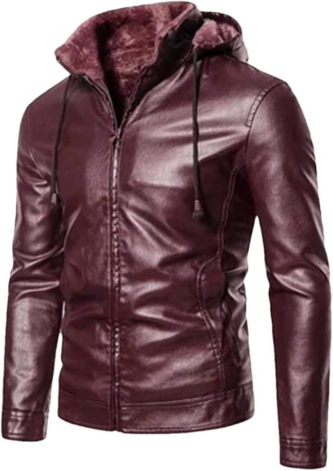 YTR6TW Winter Men's PU Jacket Man Warm Motorcycle Leather Coats
