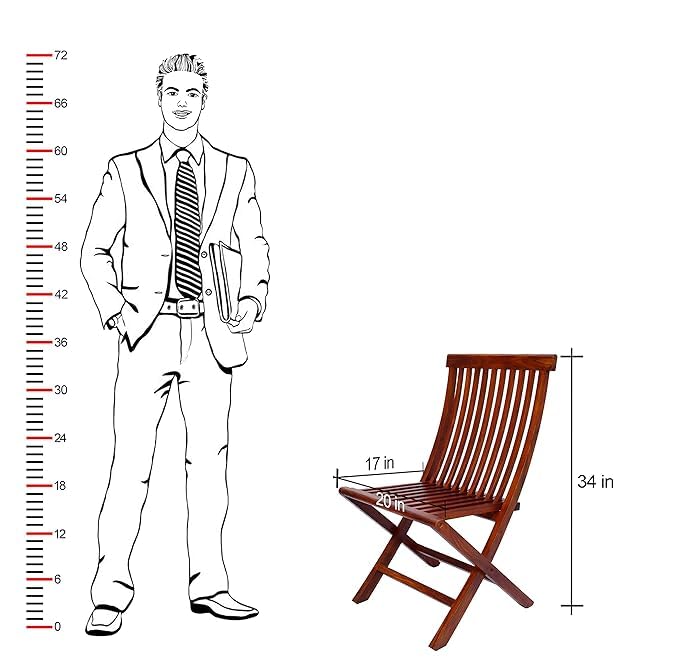 Image of WELL KNOWN Solid Sheesham Folding Chair for Living Room | Foldable 2 Chairs for Outdoor, Garden & Balcony, Natural Teak Finish Space-Saving Design Perfect for Modern Homes
