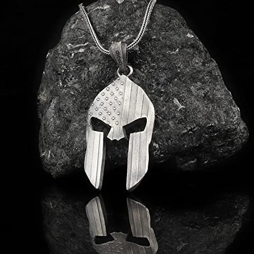 American Flag Necklace, Patriot Necklace Sterling Silver, American Flag Pendant, Spartan Helmet Necklace, Spartan Pendant, Warrior Necklace (ONLY PENDANT)2