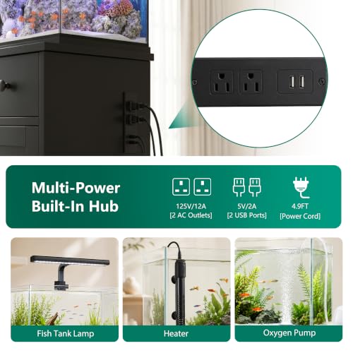 Heybly 20-29-37 Gal Fish Tank Stand with Power Outlets & Cabinet HAS012BK by Heybly - Used condition - Image 2