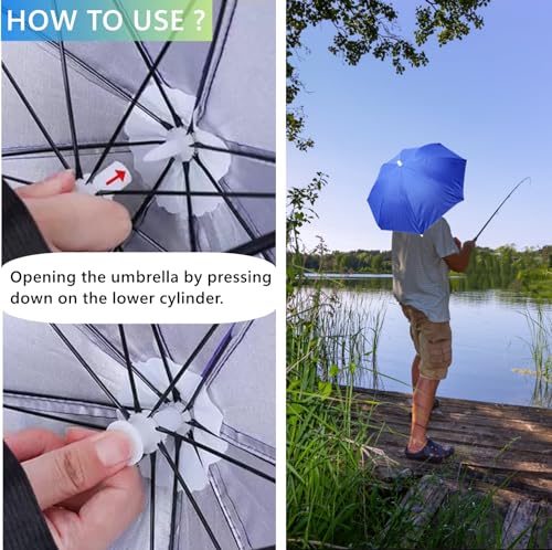 Distart 3 Pack Umbrella Hat, Sports Head Umbrella Hats For Adult Women, 26 Inch Diameter Folding Waterproof Rainbow Fishing Headwear For Outdoor Party Beach Hiking thumb #4