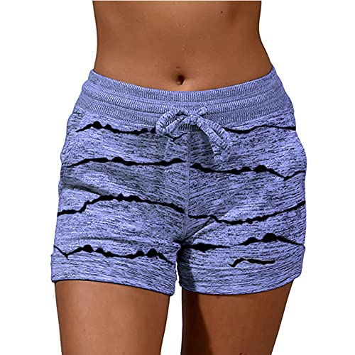 DABAOK - Pantalones de yoga para niñas y mujeres, ropa deportiva con cordón con bolsillos, pantalones de yoga elásticos de seda helada, fitness, correr, pantalones de yoga, azul, S