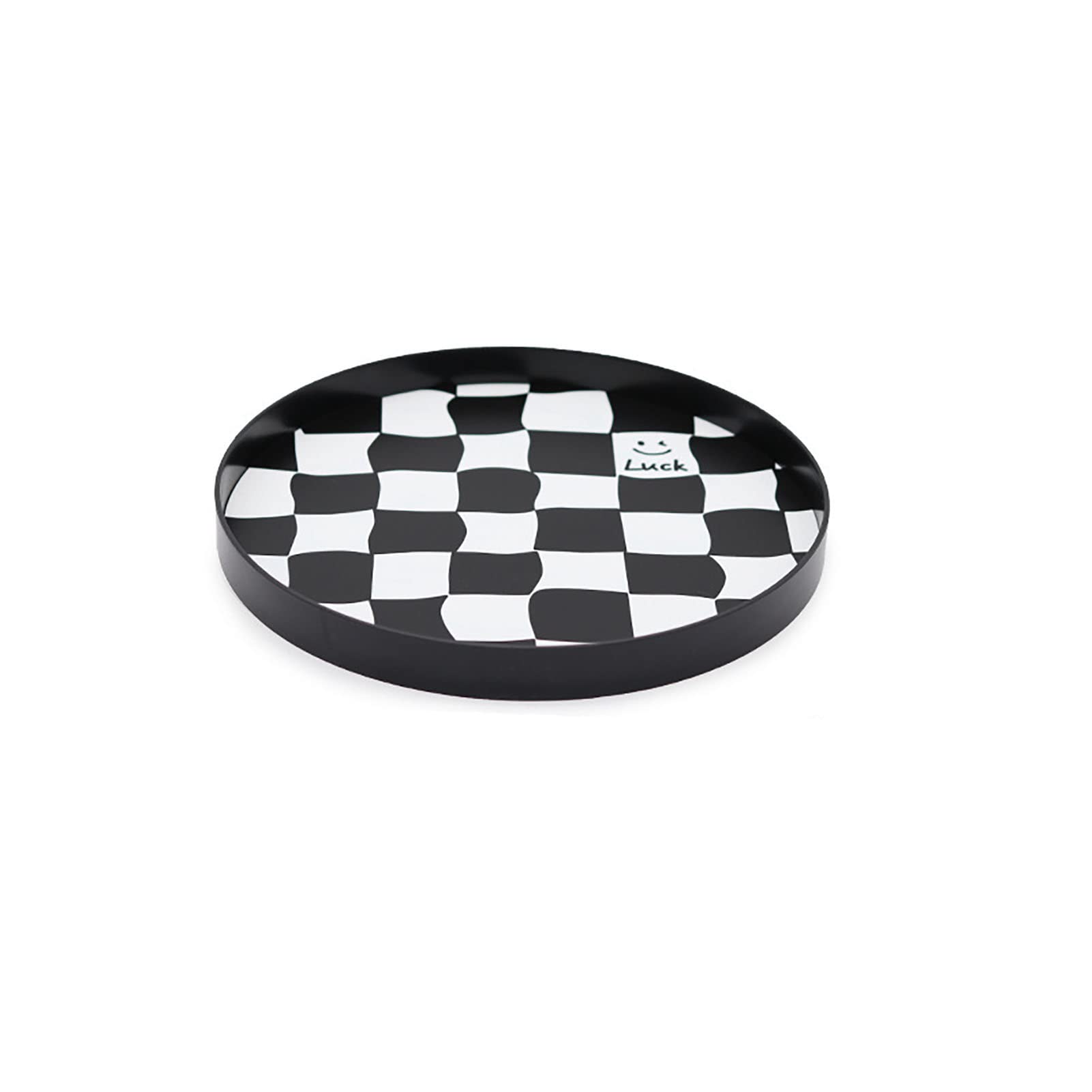 Bandeja redonda para mesa de café que organiza el desorden con diseño de ajedrez