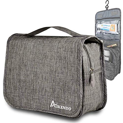 Hanging Travel Toiletry Bag,Portable Makeup Cosmetics Travel Organizer,Water Resistant Shower Bag, Hygiene Bathroom Bag, Dopp Kit for Travel Accessories for Women & Men (Gray)