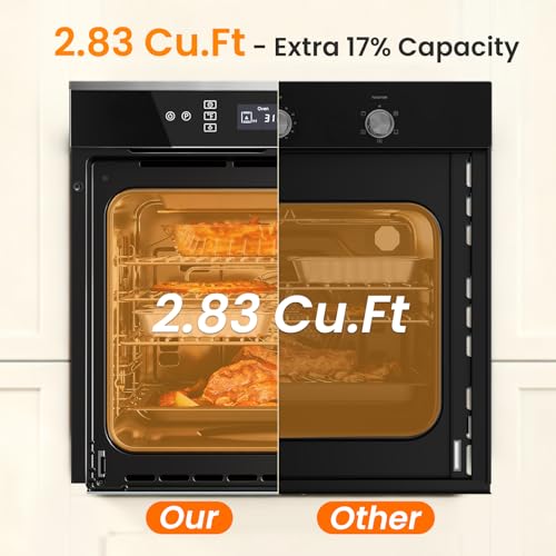 Image of 24 Inch Wall Oven, 11 Cooking Functions Bulit-in Wall Oven, 24H Timer | 2.83 Cu.Ft (80L), Touch Control, Safety Lock, 240V 3220W
