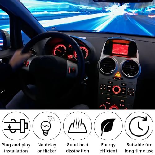 Image of ecocstm 12 PCS T5 LED Bulbs, 74 73 37 2721 Instrument Cluster Light Bulb, 12 Volt Bright Canbus Error Free LED Dashboard Light Bulb, 3030 SMD Automotive Replacement Bulbs (Red)