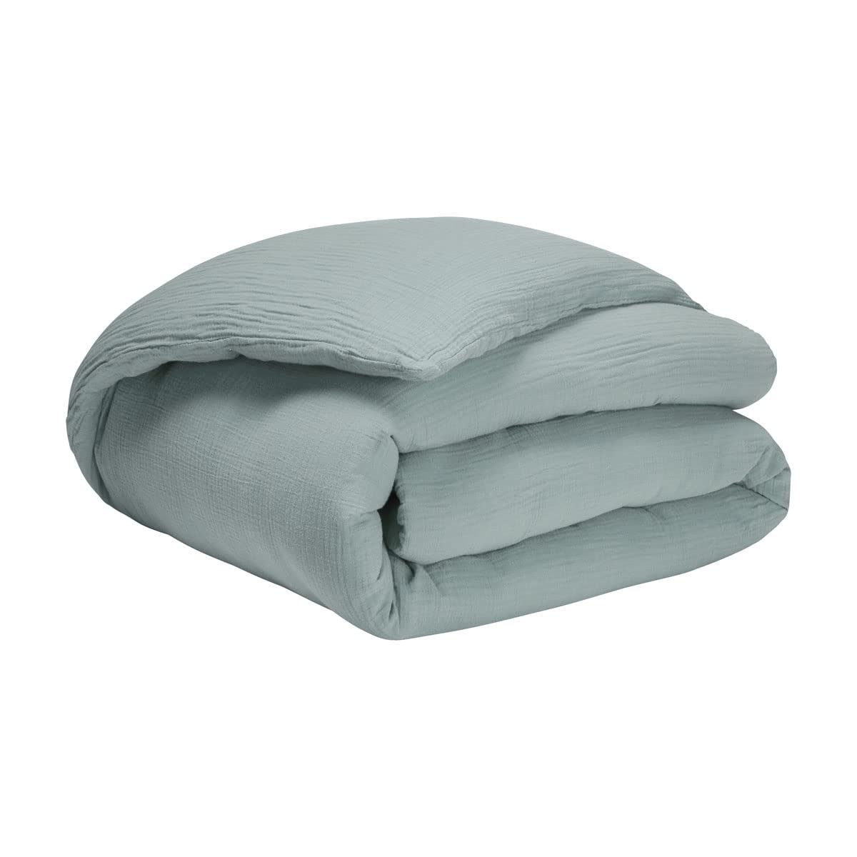 Housse de Couette en Double Gaze de Coton lavée, Tendresse, Bleu Céladon, 260x240cm, Essix
