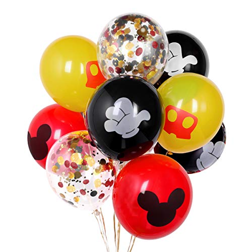 Mickey Mouse Party Supplies, Black Red And Yellow Balloons for Mickey Mouse Party Decoration, 12 Inches Latex Balloons and Confetti Balloons for Baby Shower Bridal Shower Birthday Party Supplies Mickey Mouse Club Party Decoration 40 Pcs