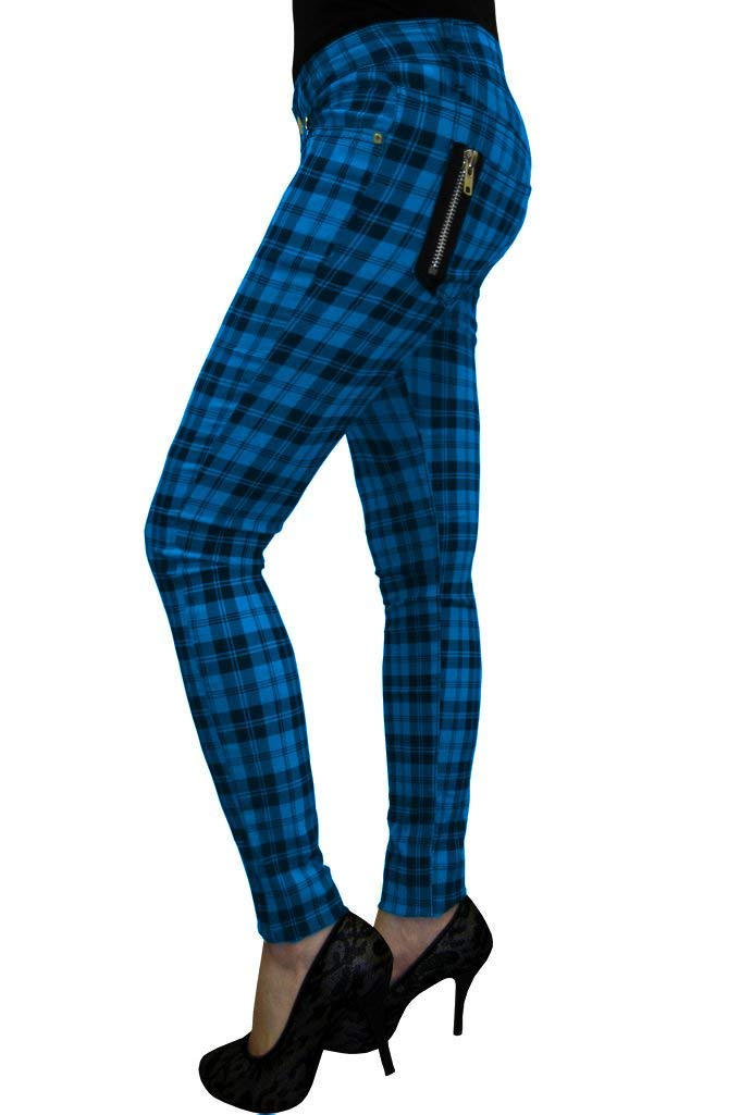 Ro RoxBanned Skinny Check Tartan Trousers Women Punk Emo Checked Pants Alternative Fashion