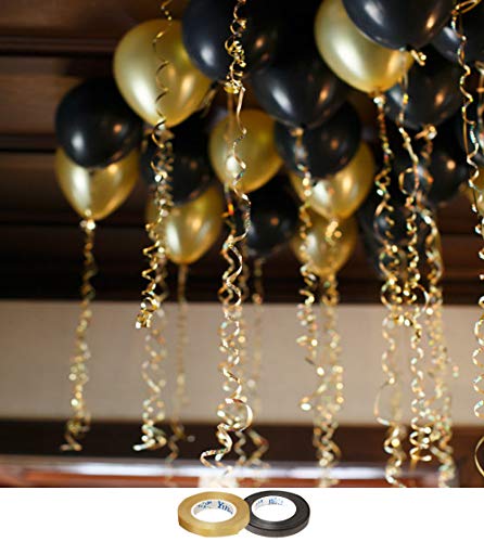 AMFIN Metallic Balloons for Birthday Decoration,10inch(Golden and Black)-Set of 50pcs