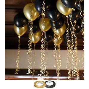 AMFIN Metallic Balloons for Birthday Decoration,10inch(Golden and Black)-Set of 50pcs