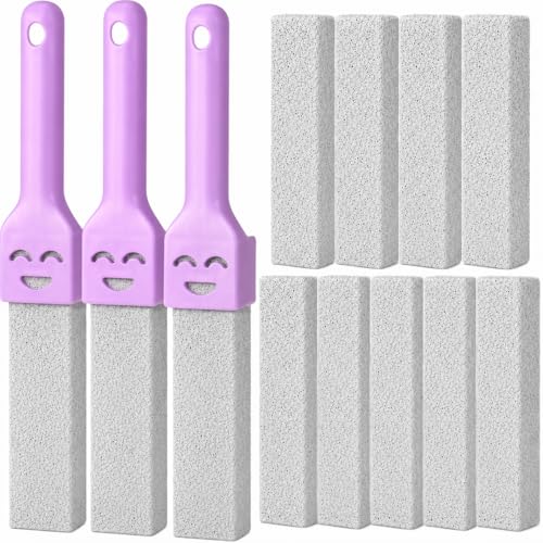 Toilet Pumice Stone with 1 Handle 3 Pack - Heavy Duty Cleaning Pumice Stones for Toilet Bowl Limescale Rust & Hard Water Stains | Safe on Porcelain Sinks Tiles & BBQ Grills