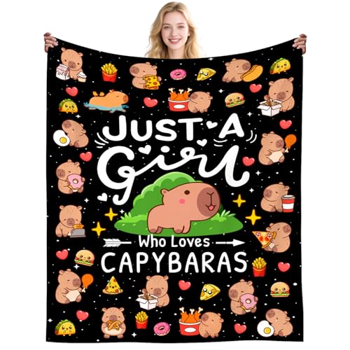 DikoGoGo Cute Capybara Blankets for Kids Women Stuff Just A Girl Who Loves Capybaras Throw Blanket Plush Funny Animal Gifts for Capybara Lovers Girls Boys Kids Men Adults Room Decor 50"X40"INCH