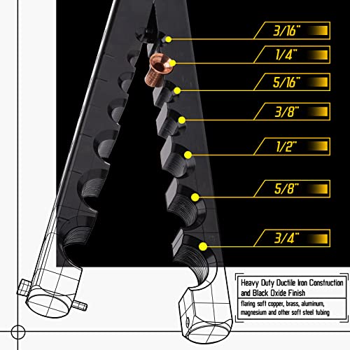 Koopool Eccentric Flaring Tool Kit 7 Dies Flare Bar, Sizes (3/16-3/4 Inches) 45 Degree Angle Eccentric Cone Type Flare Tool Set For Brake Line Hvac System Refrigeration Copper Soft Metal #TOP2