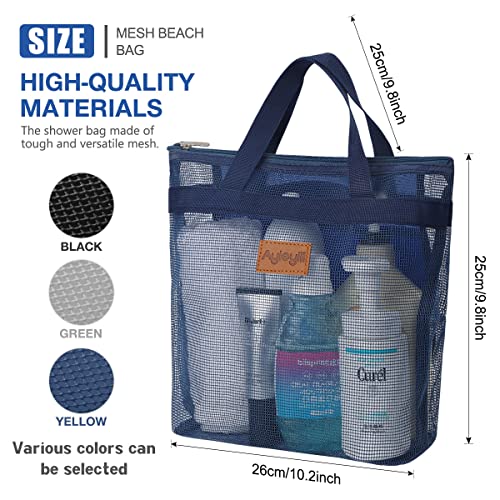 3-Pcs-Portable-Mesh-Shower-Caddy-Tote-Quick-Dry-Tote-Bag-Mesh-Beach-Bags-for-Women-Hanging-Toiletry-and-Bath-Organizer-for-Travel-Swimming-Sports-Gym-Camp-Shopping-College-Dorms-Black-Gray-D-Blue