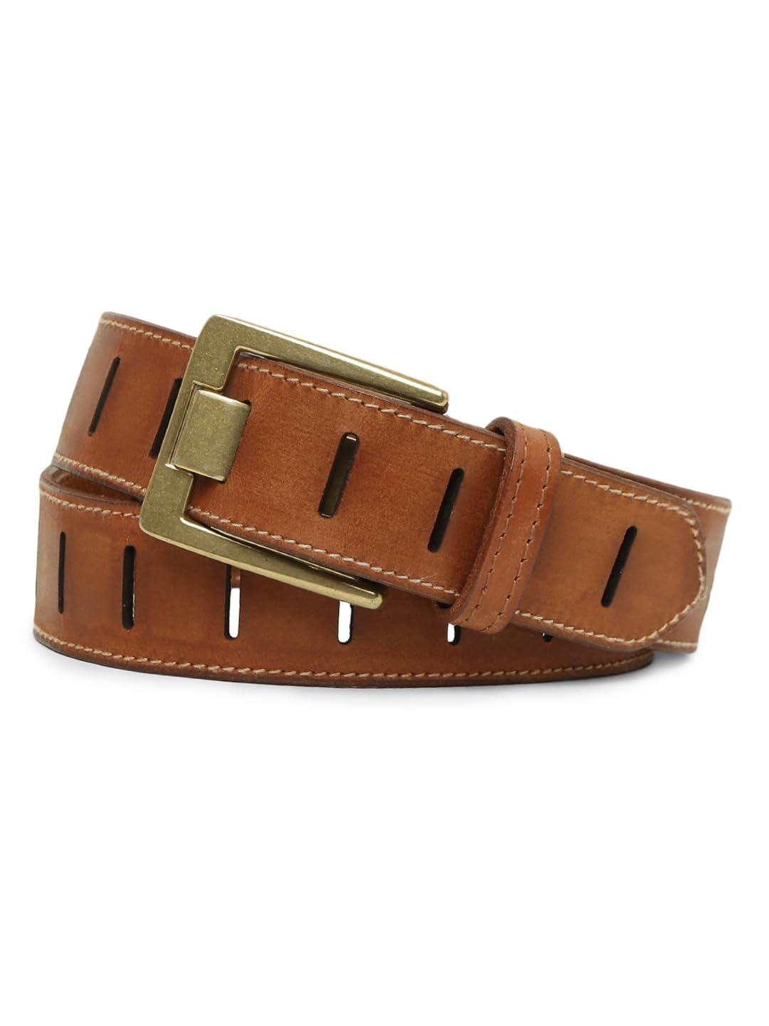 Men's Genuine Pure Leather Tan Belts with Metal Brass Buckle - Classic Elegance for Every Outfit-image-27