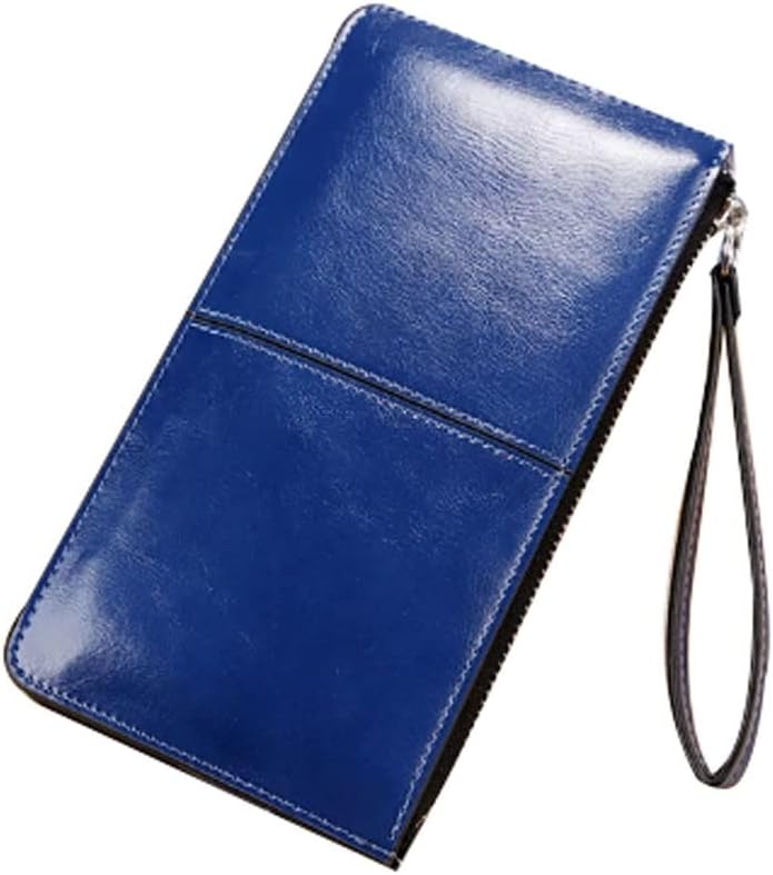 Purses for Women Women's Wallet Vintage Oil Wax Leather Zipper Clutch Female Large Capacity Coin Purse Ladies Wristband Simple Card Holder