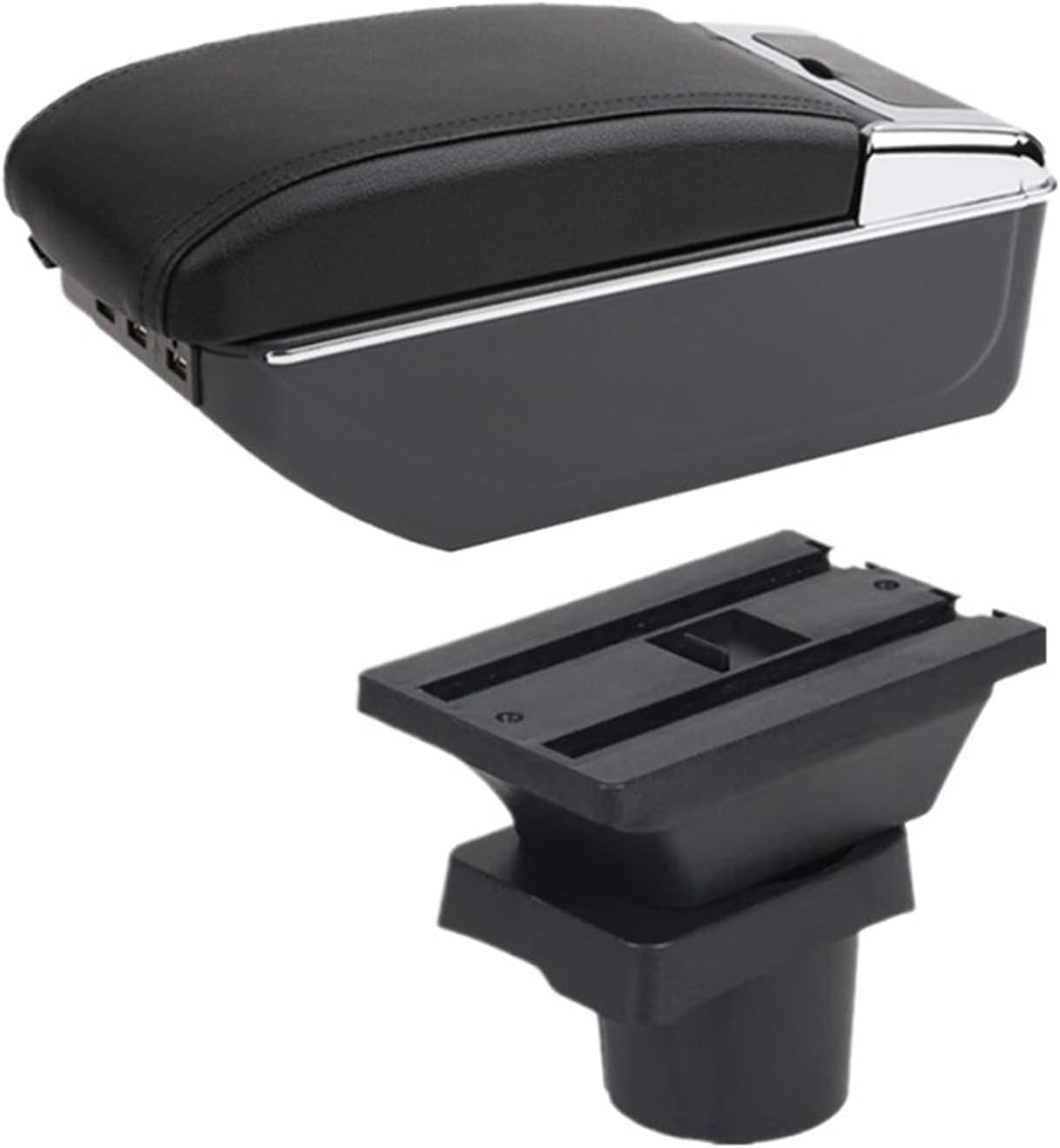 Compatible with MINI Cooper Car Armrest Box R50 R52 R53 R56 R57 R58 F55 F56 F57 Countryman R60 F60 Central Storage Box Retrofit Accessories(C Black line 7USB)