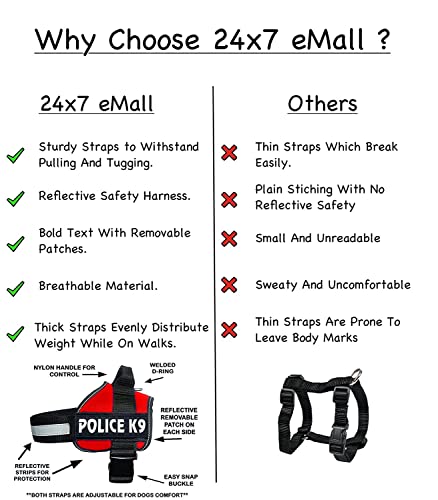 Image of 24x7 eMall Dog K9 Police Harness Dog Vest with Hook and Loop Straps and Handle and Adjustable (Medium - 22-28 Inch Girth, Red)