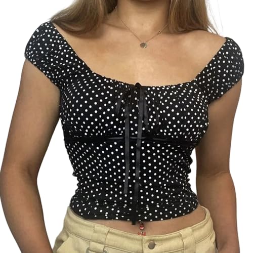 Image of Fairy Grunge Y2k Shirts Vintage Crop Tops Short Sleeve Girls Slim Fit Tees